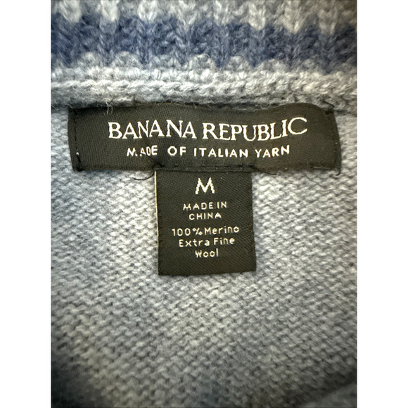 Banana Republic 100% Extra Fine Merino Wool Shawl Collar Sweater Blue Medium - Picture 5 of 9